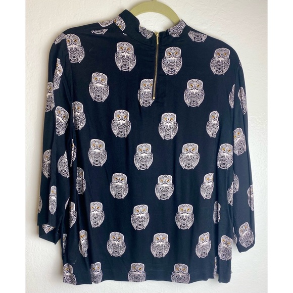 H&M High Neck Owl Print Shirt - Picture 2 of 3